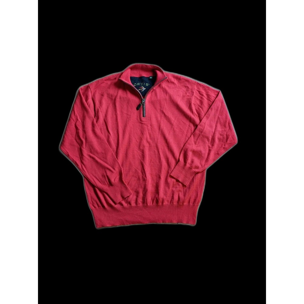 Orvis Merino Wool Quarter Zip L Orange